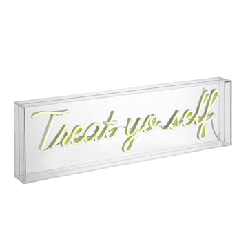Treat Yo Self 20" Contemporary Glam Acrylic Box USB Operated LED Neon Light - JONATHAN Y